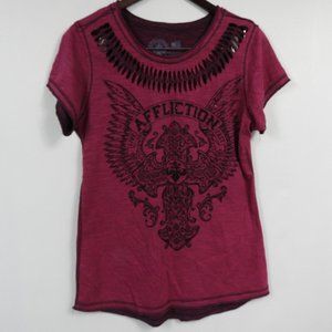 A10 Affliction Congregation T-Shirt Color Desert Rose Black Embellishments